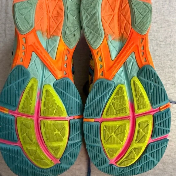 Asics Vibrant Yellow and Pink Athletic Shoes - Picture 2 of 3